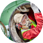 Employee working in a confined space