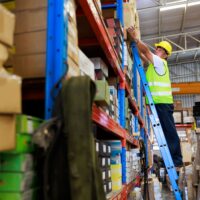 A man working at height using a ladder following a steps and ladders training