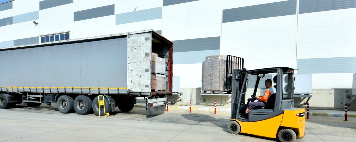 Using a counter forklift to load a lorry in Norfolk.