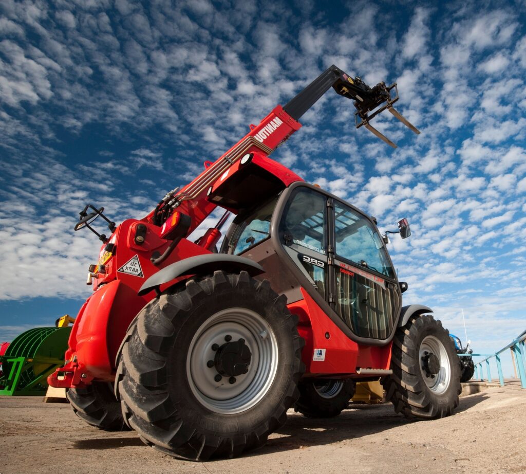 Telehandler truck in a farm yard