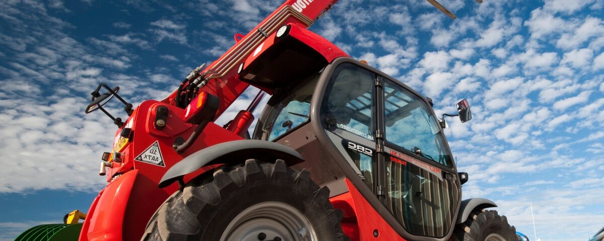 Telehandler truck in a farm yard