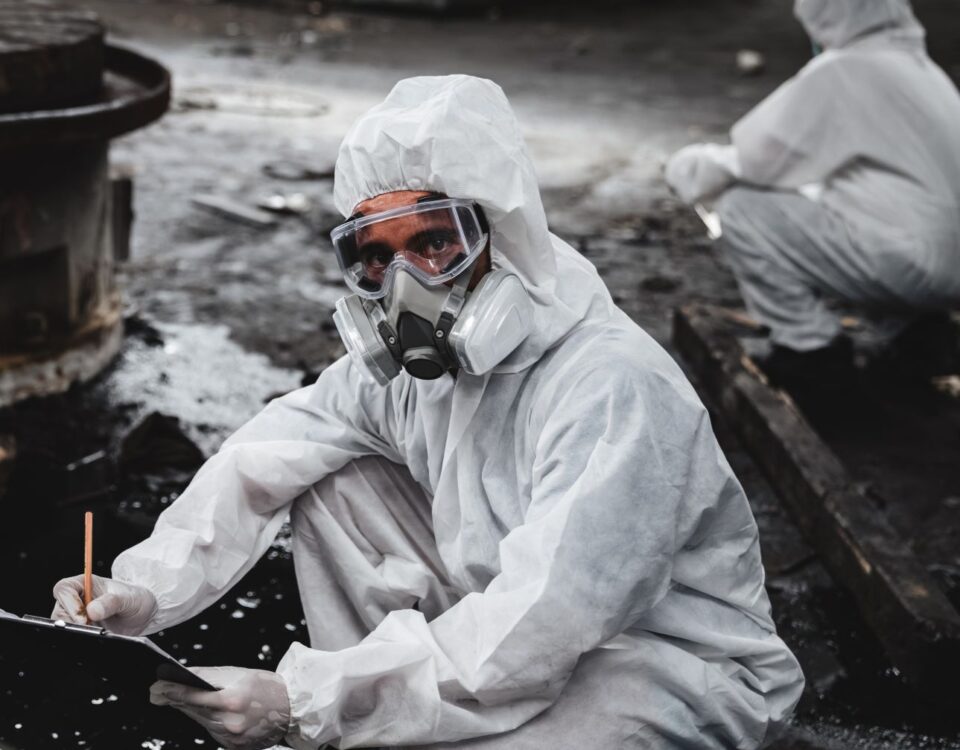 a man with a respiratory protective equipment when testing hazardous substances after face fit testing