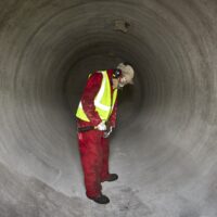 Low Risk Confined Space Training An employee in a confined space. Following low risk confined spaces training.