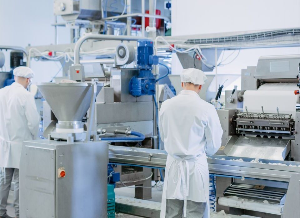 Employees working in a Food factory following SPA food and drink training