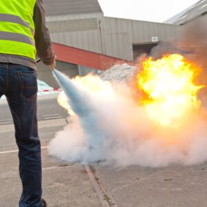 Demonstration of a Fire Extinguisher on a training course