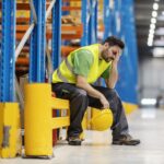 A man suffering with mental health in the workplace.