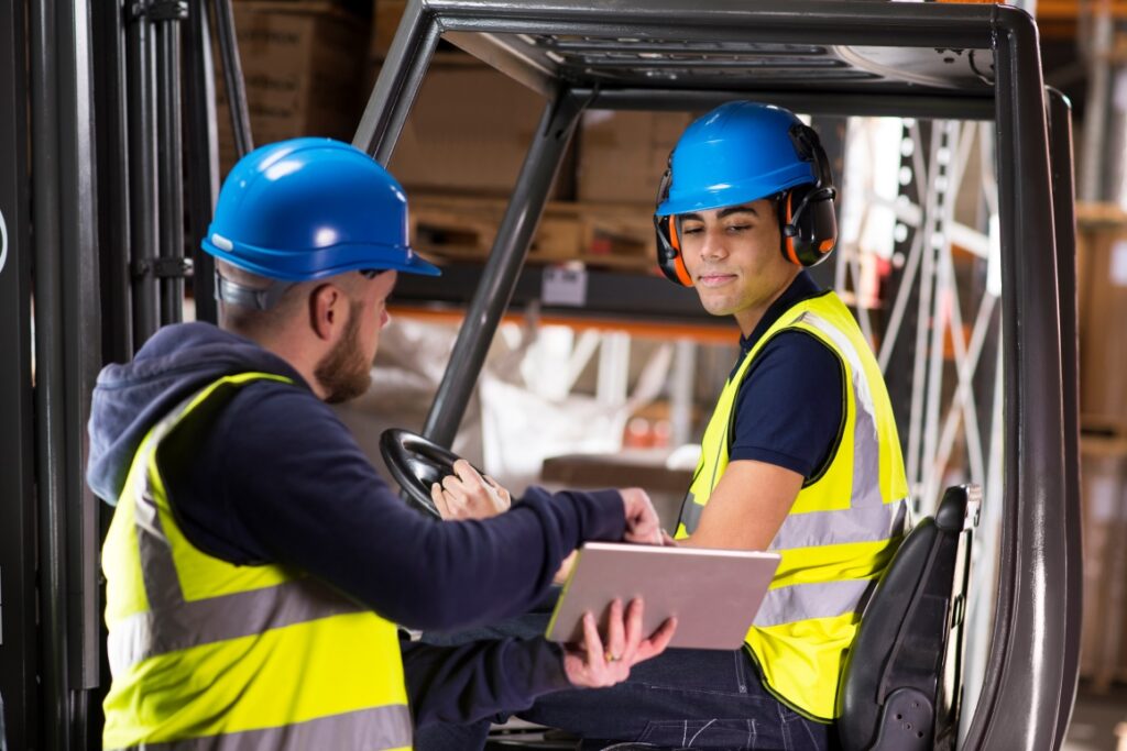 Forklift Instructor conducting lift truck training