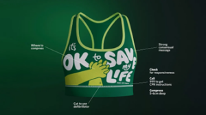 A bra for CPR as demonstrated first aid training