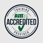AITT Training Accredited Provider badge with forklift icon and checkmark Circular AITT accredited provider badge with the words TRAINING ACCREDITED PROVIDER, a forklift icon, and a green checkmark.