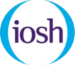 IOSH circular logo mark, purple lettering on white center A circular IOSH logo with purple lowercase lettering inside a white center and a blue ring around it.