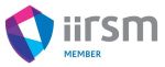 IIRSM Member logo, professional health and safety identity IIRSM Member logo with a purple and blue geometric shield beside the organization name in gray lettering